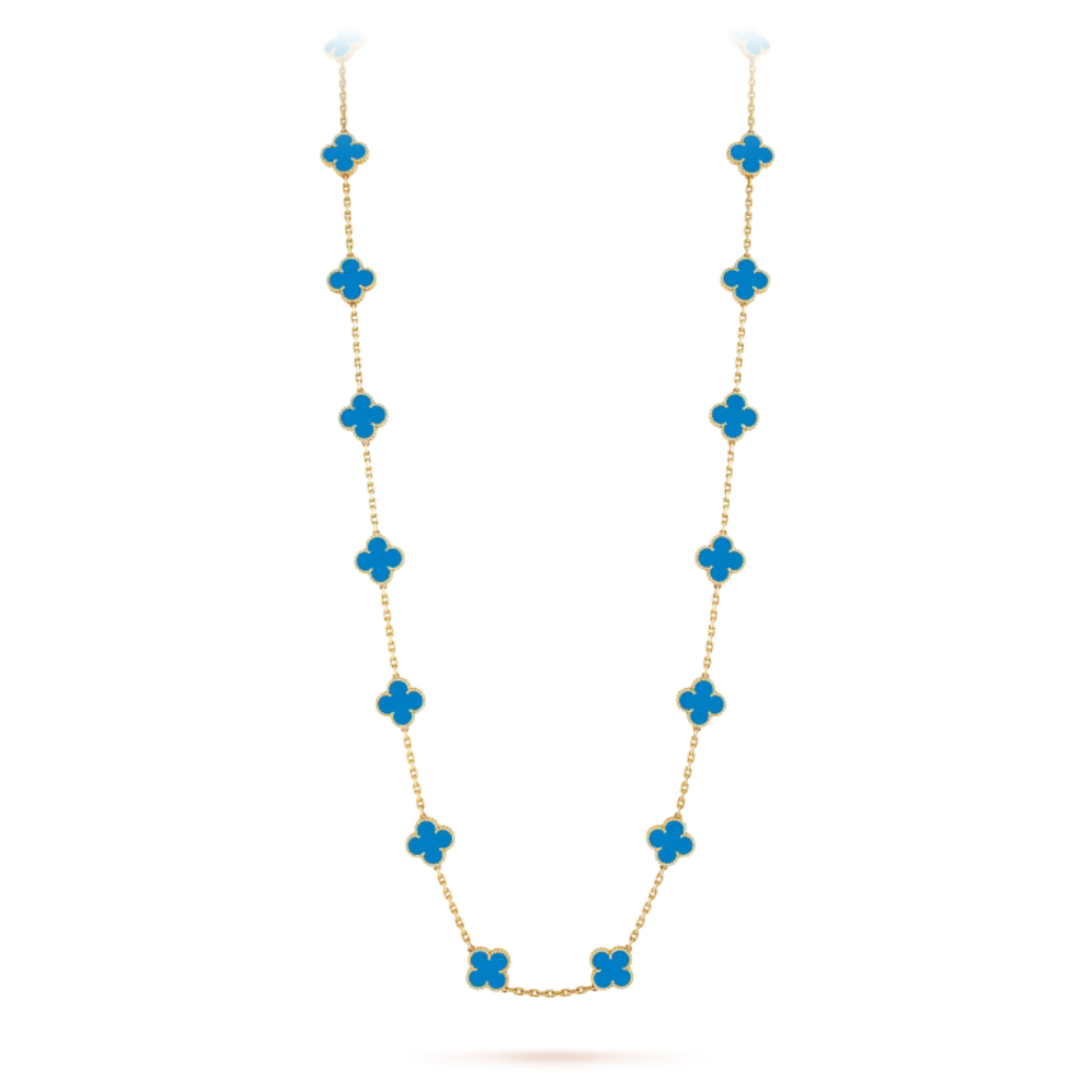 Bloom Long Necklace - Golden & Blue